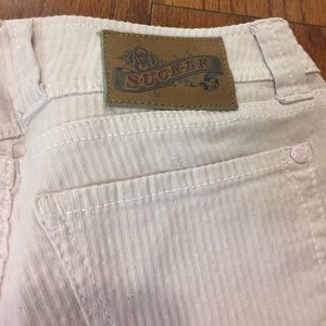 Designer Seersucker Cropped Jeans - Pink